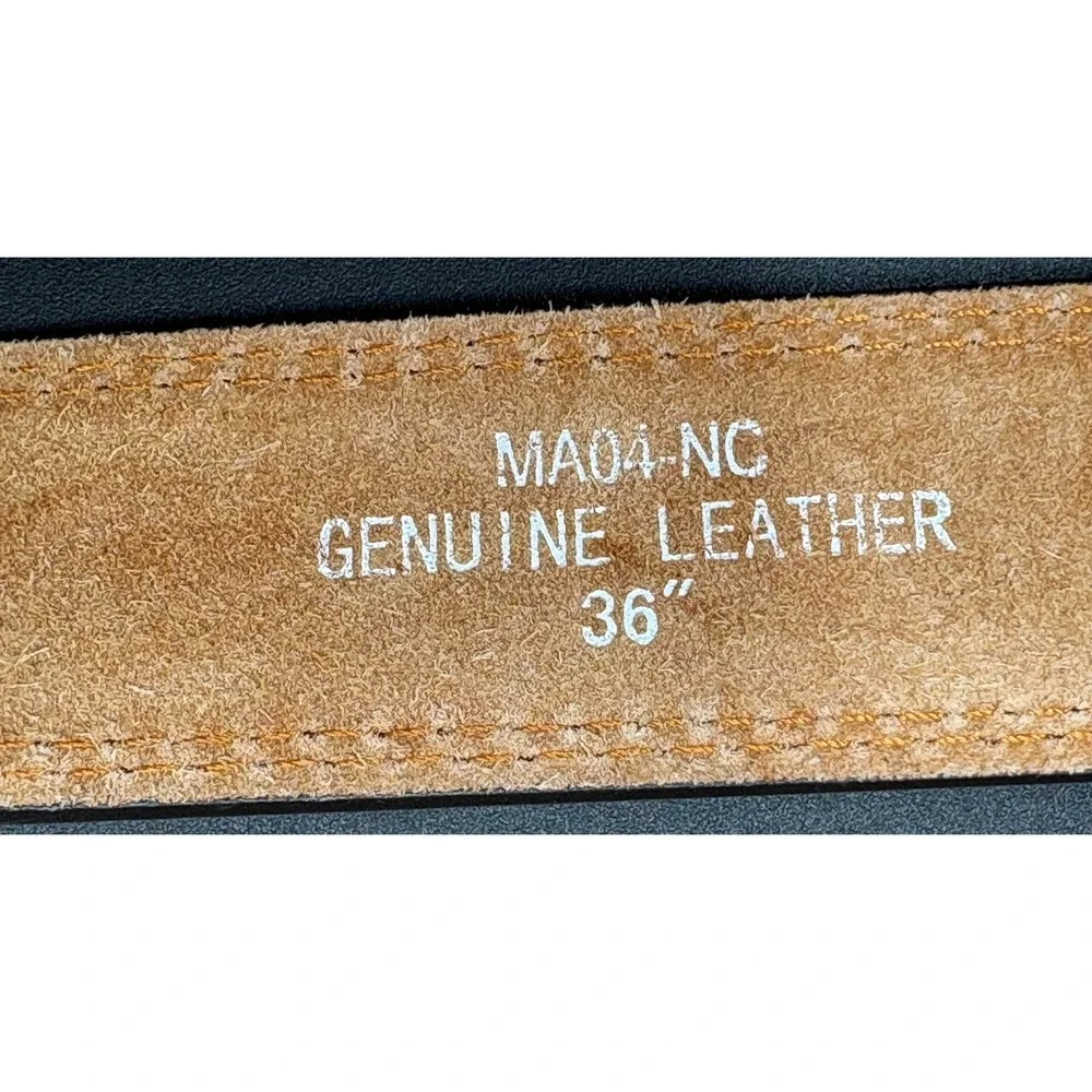 Brown Leather Genuine Belt Men's Sz 36 Silver Buckle Mahogany Brown GUC